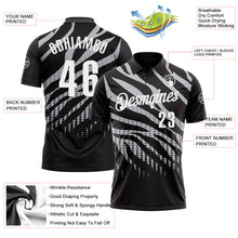 Laden Sie das Bild in den Galerie-Viewer, Uksn Individuelles Schwarz Grau-Weiß 3D-Bowling Punkte Funktions-Poloshirt