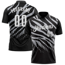 Laden Sie das Bild in den Galerie-Viewer, Uksn Individuelles Schwarz Grau-Weiß 3D-Bowling Punkte Funktions-Poloshirt