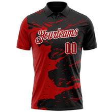 Laden Sie das Bild in den Galerie-Viewer, Uksn Individuelles Schwarz Rot-Weiß 3D-Bowling Farbspritzer Funktions-Poloshirt