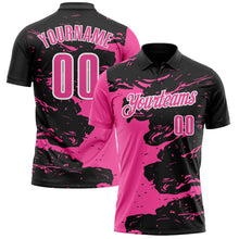 Laden Sie das Bild in den Galerie-Viewer, Uksn Individuelles Schwarz Pink-Weiß 3D-Bowling Farbspritzer Funktions-Poloshirt