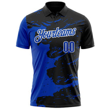 Laden Sie das Bild in den Galerie-Viewer, Uksn Individuelles Schwarz Gewitterblau-Weiß 3D-Bowling Farbspritzer Funktions-Poloshirt