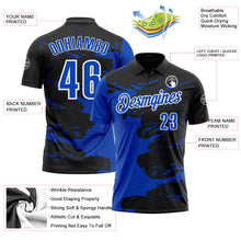 Laden Sie das Bild in den Galerie-Viewer, Uksn Individuelles Schwarz Gewitterblau-Weiß 3D-Bowling Farbspritzer Funktions-Poloshirt