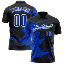 Laden Sie das Bild in den Galerie-Viewer, Uksn Individuelles Schwarz Gewitterblau-Weiß 3D-Bowling Farbspritzer Funktions-Poloshirt