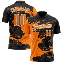 Laden Sie das Bild in den Galerie-Viewer, Uksn Individuelles Schwarz Bay Orange-Weiß 3D-Bowling Farbspritzer Funktions-Poloshirt