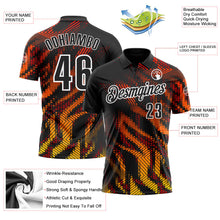 Laden Sie das Bild in den Galerie-Viewer, Uksn Individuelles Schwarz Rot-Weiß 3D-Bowling geometrische Form Funktions-Poloshirt