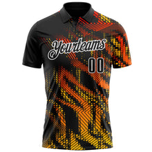 Laden Sie das Bild in den Galerie-Viewer, Uksn Individuelles Schwarz Gold-Weiß 3D-Bowling geometrische Form Funktions-Poloshirt