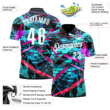 Laden Sie das Bild in den Galerie-Viewer, Uksn Individuelles Schwarz Weiß 3D-Bowling abstrakte Grunge-Kunst Funktions-Poloshirt