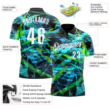 Laden Sie das Bild in den Galerie-Viewer, Uksn Individuelles Schwarz Weiß 3D-Bowling abstrakte Grunge-Kunst Funktions-Poloshirt