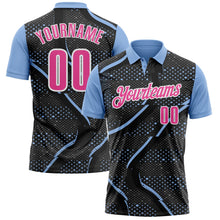 Laden Sie das Bild in den Galerie-Viewer, Uksn Individuelles Schwarz Pink-Hellblau 3D-Bowling Punkte Funktions-Poloshirt