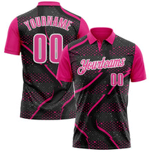 Laden Sie das Bild in den Galerie-Viewer, Uksn Individuelles Schwarz Pink-Hot Pink 3D-Bowling Punkte Funktions-Poloshirt