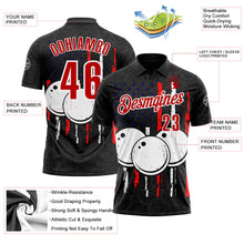 Laden Sie das Bild in den Galerie-Viewer, Uksn Individuelles Schwarz Rot-Weiß 3D Bowling Funktions-Poloshirt