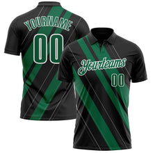 Laden Sie das Bild in den Galerie-Viewer, Uksn Individuelles Schwarz Kelly-Grün-Weiß 3D-Bowling Linienform Funktions-Poloshirt
