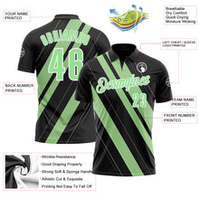 Laden Sie das Bild in den Galerie-Viewer, Uksn Individuelles Schwarz Erbsengrün-Weiß 3D-Bowling Linienform Funktions-Poloshirt