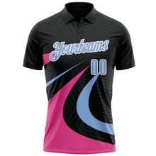 Laden Sie das Bild in den Galerie-Viewer, Uksn Individuelles Schwarz Hellblau-Pink 3D-Bowling geometrische Form Funktions-Poloshirt
