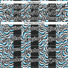 Laden Sie das Bild in den Galerie-Viewer, Uksn Individuelles Schwarz Himmelblau-Weiß 3D-Bowling geometrische Form Funktions-Poloshirt