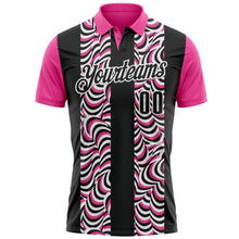 Laden Sie das Bild in den Galerie-Viewer, Uksn Individuelles Schwarz Pink-Weiß 3D-Bowling geometrische Form Funktions-Poloshirt