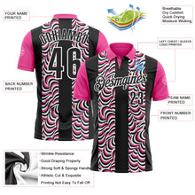 Laden Sie das Bild in den Galerie-Viewer, Uksn Individuelles Schwarz Pink-Weiß 3D-Bowling geometrische Form Funktions-Poloshirt