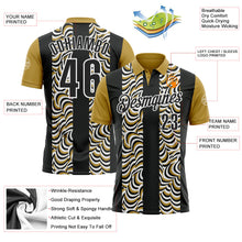 Laden Sie das Bild in den Galerie-Viewer, Uksn Individuelles Schwarz Altgold-Weiß 3D-Bowling geometrische Form Funktions-Poloshirt