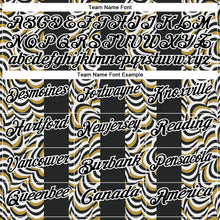 Laden Sie das Bild in den Galerie-Viewer, Uksn Individuelles Schwarz Altgold-Weiß 3D-Bowling geometrische Form Funktions-Poloshirt