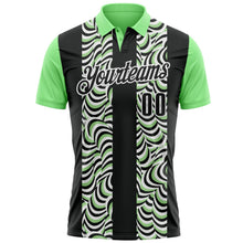 Laden Sie das Bild in den Galerie-Viewer, Uksn Individuelles Schwarz Erbsengrün-Weiß 3D-Bowling geometrische Form Funktions-Poloshirt