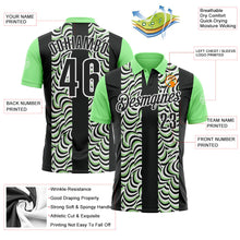 Laden Sie das Bild in den Galerie-Viewer, Uksn Individuelles Schwarz Erbsengrün-Weiß 3D-Bowling geometrische Form Funktions-Poloshirt