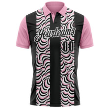 Laden Sie das Bild in den Galerie-Viewer, Uksn Individuelles Schwarz Hellrosa-Weiß 3D-Bowling geometrische Form Funktions-Poloshirt