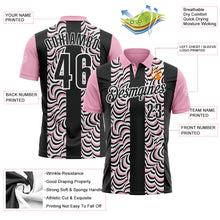 Laden Sie das Bild in den Galerie-Viewer, Uksn Individuelles Schwarz Hellrosa-Weiß 3D-Bowling geometrische Form Funktions-Poloshirt