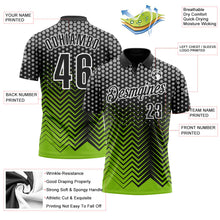 Laden Sie das Bild in den Galerie-Viewer, Uksn Individuelles Schwarz Neongrün-Grau 3D-Bowling geometrische Form Funktions-Poloshirt