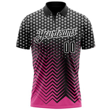 Laden Sie das Bild in den Galerie-Viewer, Uksn Individuelles Schwarz Pink-Grau 3D-Bowling geometrische Form Funktions-Poloshirt