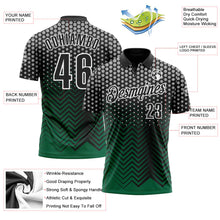 Laden Sie das Bild in den Galerie-Viewer, Uksn Individuelles Schwarz Kelly-Grün-Grau 3D-Bowling geometrische Form Funktions-Poloshirt