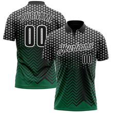 Laden Sie das Bild in den Galerie-Viewer, Uksn Individuelles Schwarz Kelly-Grün-Grau 3D-Bowling geometrische Form Funktions-Poloshirt