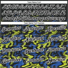 Laden Sie das Bild in den Galerie-Viewer, Uksn Individuelles Schwarz Royalblau-Neongelb 3D-Bowling abstrakte Grunge-Kunst Funktions-Poloshirt