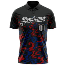 Laden Sie das Bild in den Galerie-Viewer, Uksn Individuelles Schwarz Royalblau-Rot 3D-Bowling abstrakte Grunge-Kunst Funktions-Poloshirt