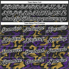 Laden Sie das Bild in den Galerie-Viewer, Uksn Individuelles Schwarz Violett-Altgold 3D-Bowling abstrakte Grunge-Kunst Funktions-Poloshirt