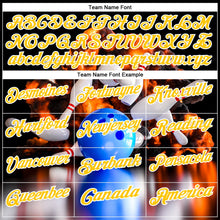 Laden Sie das Bild in den Galerie-Viewer, Uksn Individuelles Schwarz Gelb-Weiß 3D-Bowling brennende Flammen Funktions-Poloshirt
