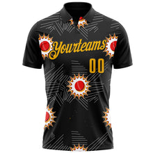 Laden Sie das Bild in den Galerie-Viewer, Uksn Individuelles Schwarz Gold-Rot 3D-Cornhole Funktions-Poloshirt