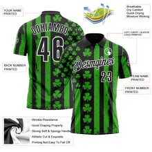 Laden Sie das Bild in den Galerie-Viewer, Uksn Individuelles Schwarz Grün-Weiß 3D-St. Patrick's Day Kleeblatt Funktions-Poloshirt