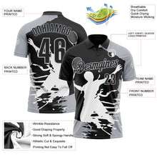Laden Sie das Bild in den Galerie-Viewer, Uksn Individuelles Schwarz Grau-Weiß 3D-Tennis Funktions-Poloshirt