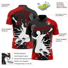 Laden Sie das Bild in den Galerie-Viewer, Uksn Individuelles Schwarz Rot-Weiß 3D-Tennis Funktions-Poloshirt