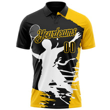 Laden Sie das Bild in den Galerie-Viewer, Uksn Individuelles Schwarz Gelb-Weiß 3D-Tennis Funktions-Poloshirt