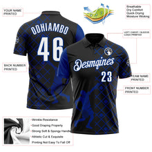 Laden Sie das Bild in den Galerie-Viewer, Uksn Individuelles Schwarz Weiß-Royalblau 3D-Tennis Funktions-Poloshirt