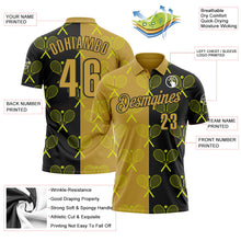 Laden Sie das Bild in den Galerie-Viewer, Uksn Individuelles Schwarz Altgold 3D-Tennis Funktions-Poloshirt