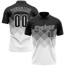 Laden Sie das Bild in den Galerie-Viewer, Uksn Individuelles Schwarz Weiß 3D-Verlaufs-Quadratform Funktions-Poloshirt
