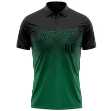 Laden Sie das Bild in den Galerie-Viewer, Uksn Individuelles Schwarz Kelly-Grün 3D-Verlaufs-Quadratform Funktions-Poloshirt
