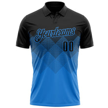 Laden Sie das Bild in den Galerie-Viewer, Uksn Individuelles Schwarz Puderblau 3D-Verlaufs-Quadratform Funktions-Poloshirt