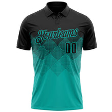 Laden Sie das Bild in den Galerie-Viewer, Uksn Individuelles Schwarz Aqua 3D-Verlaufs-Quadratform Funktions-Poloshirt