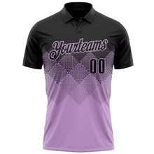 Laden Sie das Bild in den Galerie-Viewer, Uksn Individuelles Schwarz Hellviolett 3D-Verlaufs-Quadratform Funktions-Poloshirt