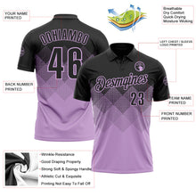 Laden Sie das Bild in den Galerie-Viewer, Uksn Individuelles Schwarz Hellviolett 3D-Verlaufs-Quadratform Funktions-Poloshirt