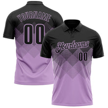 Laden Sie das Bild in den Galerie-Viewer, Uksn Individuelles Schwarz Hellviolett 3D-Verlaufs-Quadratform Funktions-Poloshirt