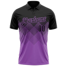 Laden Sie das Bild in den Galerie-Viewer, Uksn Individuelles Schwarz Mittelviolett 3D-Verlaufs-Quadratform Funktions-Poloshirt